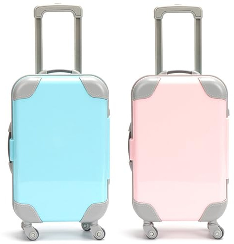 Grtheenumb Mini-Koffer, 2-teiliges Mini-Puppengepäck-Set für 16- und 18-Zoll-Puppen, ABS-Kunststoff-Spielzeugkoffer mit Griff, Reisekoffer für America Girl-Puppenzubehör