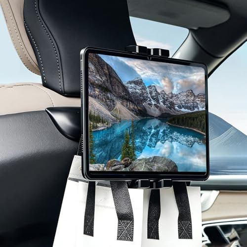 Erivis Car Tablet Holder with Hooks for Volvo XC90 XC60 S60 S90 V60 V90 | Car Headrest Mount Holder Compatible with iPad Pro Air Mini, Galaxy Tabs, 4.7-12.9 Inch Phones & Tablets, Black