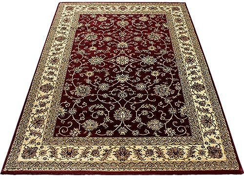 KADIMA DESIGN Moderner Teppich Orient-Muster Traditionell Pflegeleicht Zeitlos Waschbar Strapazierfähig Robust Rot 120x170 cm Esszimmer Wohnzimmer Fußbodenheizung geeignet Oeko-TEX | ALETSCH