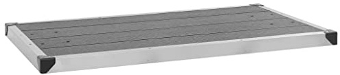 Plato de ducha de jardín con accesorios de montaje, bandeja de ducha WPC con marco de acero inoxidable en gris, ducha de jardín gris 110 x 62 cm para exteriores