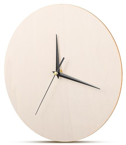LABRIMP Leere Uhren zum Basteln rundes Holzzifferblatt 25 cm für DIY Wanduhr, Bastelbedarf und Malaktivitäten