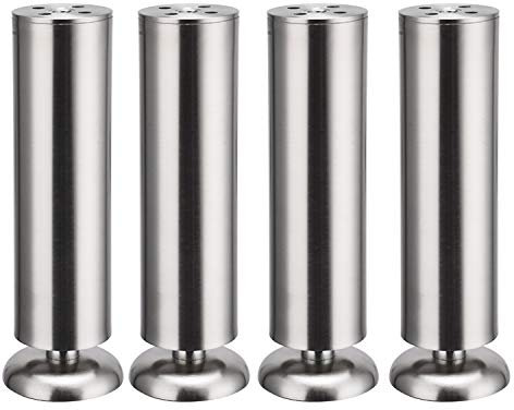 Qrity 4x Stainless Steel Furniture Feet, 200mm Sofa Support Foot with Rubber Mat, Cabinet Coffee Table TV Stand Legs, Dia 50mm