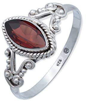 Ring 925 Silber Granat roter Stein Edelstein echt Silber Damen Sterling Silber Geschenk (MRG-123-52-(56))