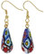 Verre De Venise Boucles D'oreilles En Verre De Murano Italien Dangle Drop Fleurs Millefiori Multicolores Plaqué Or - Boucles D'oreilles En Verre De Murano Pour Femme