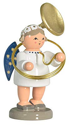 KWO Engel mit Sousaphon, Holzfarben, Figurine, Weihnachtsengelfigurine, Engel, Weihnachten