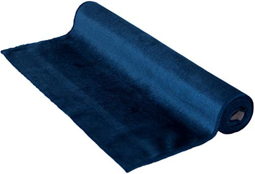 matrasa Dekostoff Velours Samt Weich - versch. Farben - 36 x 200 cm - Bastelstoff Tischläufer Blau
