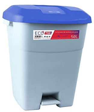 Tayg 434020 - Poubelle à pédale, base grise et couvercle bleu, 50 litres