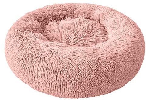 Aldenhoven Goods Hundebett Plüsch Rund Katzenbett Hundekissen Katzenkissen Donut Hundekörbchen (Rosa, 70 cm)