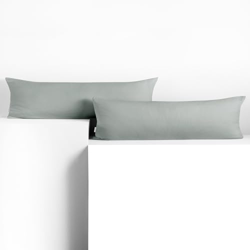 DecoKing 2 Kissenbezüge 20x145 cm Jersey 100% gekämmte Baumwolle Amber | Reißverschluss Stahl