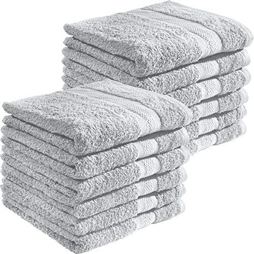 REDBEST Handtuchset, Frottierset 12er-Pack Chicago Silber Größe 50x80 cm - saugstark, strapazierfähig, ideal für Reisen, Sport (weitere Farben)