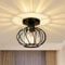 FRIDEKO HOME Modern Light Fixture- Industrial Mini Semi Flush Mount Ceiling Lighting LED Crystal Chandeliers Fitting for Kitchen Hallway Dining Rooms Living Room - Black