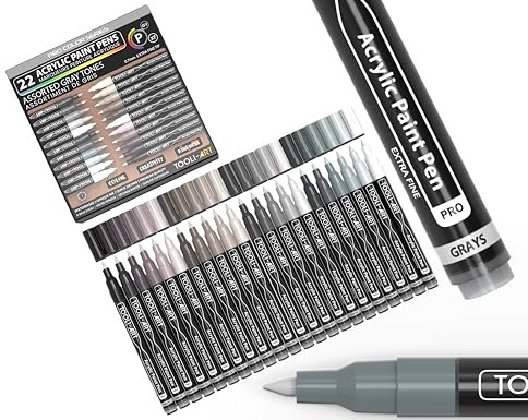 acrylstifte für steine wasserfest, 22 Stück, gelb und braun, Marker der Pro Color Serie, 0,7 mm, extra feine Spitze, für Steinmalerei, Glas, Tassen, Holz, Metall, Leinwand, ungiftig schnelltrocknend