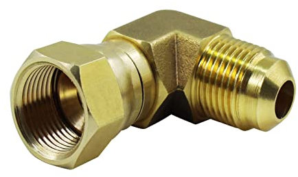 MENSI Propane Gas Water Oil 90 Degree Elbow Connector Coupling Fittings For BBQ Grills, Olympian Wave Heater Replacement For Camco 57633 (3/8 female swivel flare x 3/8 male flare)