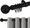 Hafaa Curtain Poles Plain Metal Ball Adjustable Decorative Window Curtain Pole Includes 70 to 120 cm Extendable Curtain Rod, 60mm Size Classic Finials, Rings, Brackets & Fittings Set, Matte Black