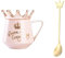 Kaffeetasse Krone Tasse Krone Becher Krone Lustige Geschenk mit Löffel mit Krone Deckel, Voller Queen-Haltung, Rosa, 300ml