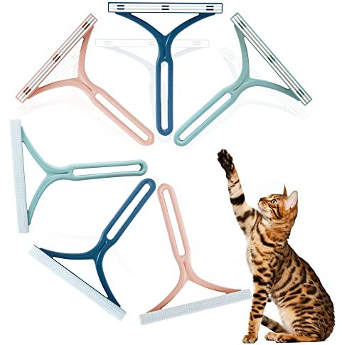 Mollypaws Dog Hair Remover for Couch, Cat Fur Removal Tool for Furniture, Pet Hair Remover Cleaner Brush for Clothes, Carpet, Bedding, Car, Reusable Scraper for Dog Hair/Lint Cleaning, (6 Pack)