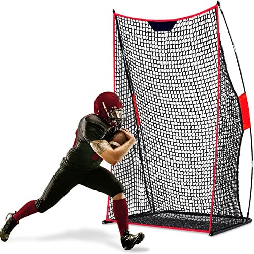 Doubleriver Fußball-Kicknetz für Feldtore, 1,2 x 2,1 m, Übungsnetz, strapazierfähige Fiberglas-Stangen und Polyester-Netz für Quarterback, Punting und Kicktraining – perfekt für Hinterhof-/Park