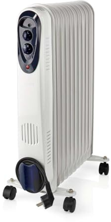 Nedis HTOI30WT11 Appareil de Chauffage Intérieure Blanc 2500 W Chauffage électrique à Bain d’Huile