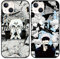 LYUBFDC 2 Stück Handyhülle für iPhone 13/iPhone 14 Hülle 6.1'' Anime Jungs Hülle Gojo Satoru Itadori Yuji mit Manga Muster Matt Schwarz Schutzhülle Stoßfest TPU Silikon Case für iPhone13/14, 2