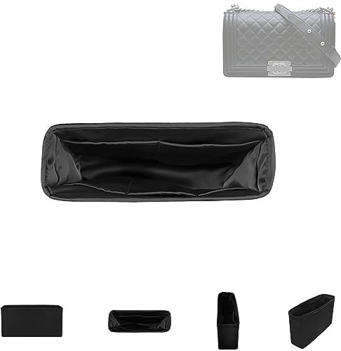 DGAZ Seide Taschen Organizer für Chanel Leboy, Taschenorganizer Tasche in Tasche Organizer Innentaschen, Leicht Handtaschenorganisator (Schwarz, New Medium 28)