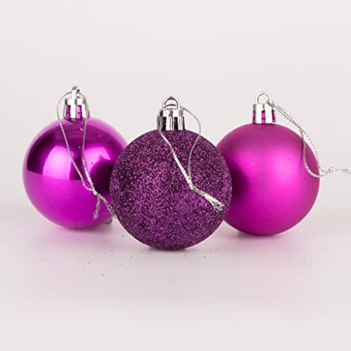 50mm/18Pcs Christmas Baubles Shatterproof Purple, Christmas Tree Decorations Ball Ornaments Balls Xmas Hanging Decorations Holiday Decor - Shiny,Matte,Glitter
