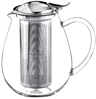 Wilmax Glass Teapot with Strainer Insert 1300 ml Teapot Tea Maker for Loose Tea Completely Transparent Removable Filter Pot Function Dishwasher Safe Gift Idea