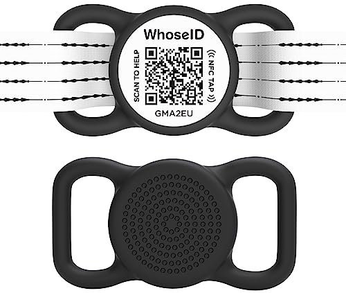 QR-Hundemarke, personalisierte Haustier-ID-Tags, geräuschlose Silikon-QR-Code-ID-Tags, senden Sie Haustierstandort-Benachrichtigung beim Scannen, Multi-Pet-Management, Schwarz und Weiß