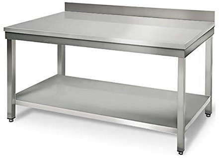 GGM Gastro | ATK186A#ECO | Edelstahl Arbeitstisch ECO - 1800x600mm - mit Grundboden & Aufkantung