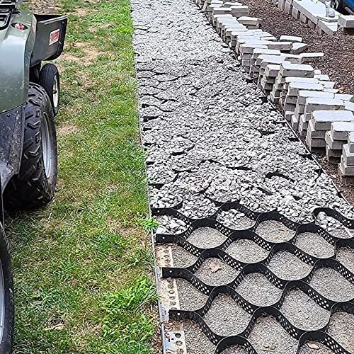 YXXSDP Kiesgitter Geogitter Kiesmatten 2 Tiefe Geogitter Auffahrt, Hochbelastbar Wabenförmig Kies Bodengitter Stabilisator, Für Hinterhof Unterbau Stützmauern (Size : 4x8.5m/13.1x27.9ft)