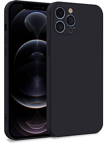 MyGadget TPU Case for iPhone 12 Pro Max - Cover Dual Layer with Camera Protection | Inner Lining - Soft Touch Rubber & Anti-Scratch Shell Black