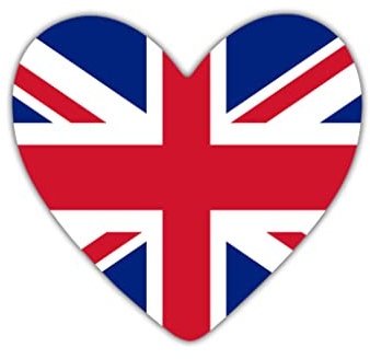 UK Flag Heart Iron on Screen Print Transfers for Fabrics United Kingdom Team Flag Union Jack