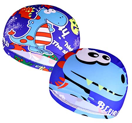 PlandleLee 2 Pezzi Cuffia Piscina Bambini, Cuffie da Nuoto per Bambini, Cappello da Nuoto in Poliestere, Cuffia da Bagno per Ragazzo di Età 1-8 Anni, Cuffietta da Nuotare Elastica