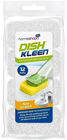 Homeshopa Dishwand Refills Sponge Heads, 12 Pack Non Scratch Dishwand Replacement Refill, Soap Dispensing Washing-Up Brush Refill Heads, Dishwashing Cleaning Household Kitchen Sink Scrubber Pad (12)