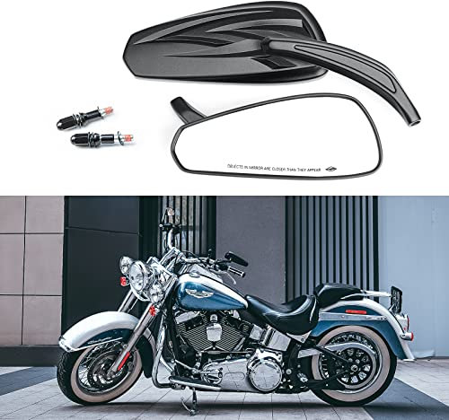 WTZMOTO Motorrad Spiegel M8 Rückspiegel für Harley Davidson, Kompatibel mit Sportster Iron 883, Street Glide, Low Rider, Roadster, Softail, Dyna, Road King. (Schwarz)