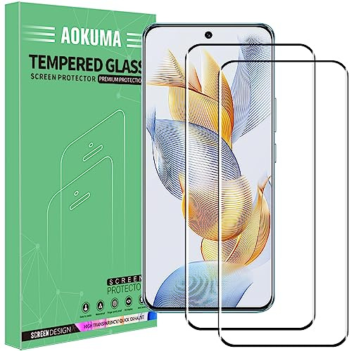 AOKUMA 3D Protector de Pantalla para Honor 90, [2 Unidades] 3D Cristal Templado para Honor 90 Fácil Instalación, Sin Burbujas, Alta Definicion, 9H Dureza, Anti-Arañazos