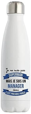 Gourde Isotherme Manager Superhéros | Bouteille Idée Cadeau Homme Humour Collègue famille Anniversaire Noël
