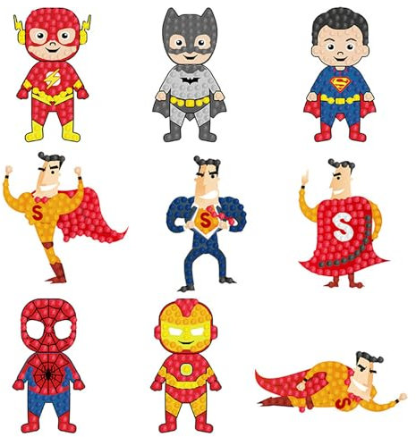 Diamond Painting Sticker Set, 9 Stück Cartoon Diamant Aufkleber, Super Diamond Painting Mosaik Aufkleber, DIY Diamant Painting Kit für Notebook, Cup, Malen Nach Zahlen