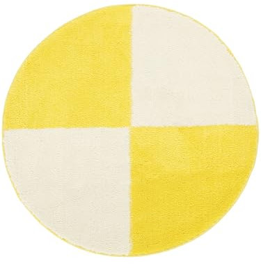 RugVista Sandro Block Badematte - Gelb/Naturweiß Teppich Ø 75 Moderner, Rund Teppich