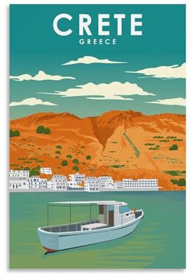 MEJONI Kunstdruck auf Leinwand, Vintage-Stil, Kreta, Griechenland, Reise-Kunst, Poster, modernes Familienschlafzimmer, 40 x 60 cm