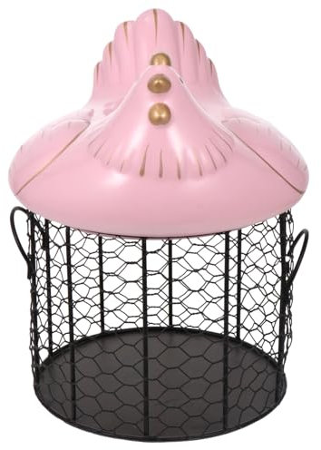Zerodeko Egg Collection Basket Ceramic Covered Storage Iron Material Chicken Egg Container Rack Snack Container Fruit Storage Box for Kitchen