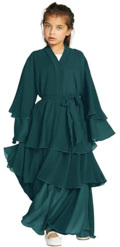 Mädchen Muslimisches Chiffon Gebetskleid Abaya Strickjacke Mit Hijab Islamischer Naher Vorne Offen Hijab Kleid Abaya Mädchen Islamische Kleider