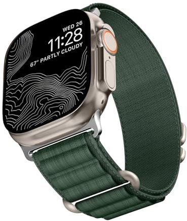 RYLIXAR Loop nylon Cinturino Compatibile con Apple Watch 49 mm 45 mm 44mm 42mm 41mm 40mm 38mm,con gancio a G per iWatch serie Ultra 2/Ultra 9 8 7 6 5 4 3 2 1 SE (38/40/41mm, Army Green)