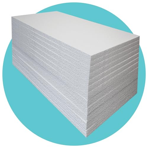 Triplast Expanded Polystyrene Foam Sheets EPS 70 (24 Sheets, 1200 x 600 x 25mm Each) - BBA Certified Wall & Floor Insulation Board - Box Lining & Packaging Foam Board - White Blocks for DIY Projects