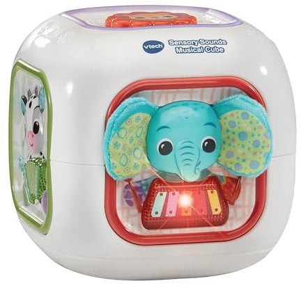 VTech Baby Sensory Sounds Musical Cube,Interactive Baby Toy with Nursery Rhymes,Classical Tunes & Manipulatives,Teaches Animals & Instruments, Gift for Babies 3,6,12,18 months +,English version
