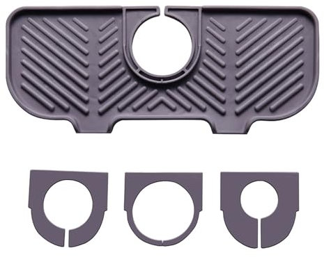 Okaywork Alfombrilla Silicona Grifo,Almohadilla silicona fregadero de Secado de Agua para Cocina,Baño Encimera,Alfombrilla Fregadero Cocina para la Protección de Encimeras Baño fregadero cocina(Gris)