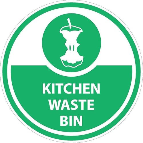 Kitchen waste bin, recycling sign - Self adhesive sticker (200mm x 200mm)