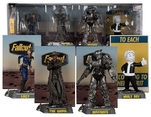 McFarlane Fallout Lucy, Maximus, The Ghoul & Vault Boy - Figuras posadas de 6 pulgadas, paquete de 4 juguetes