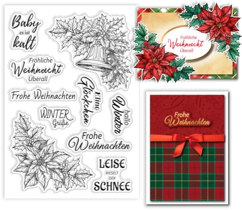GLOBLELAND Weihnachts Mistelzweig Silikonstempel Mistelzweig Eck Transparente Stempel Jingle Bell Pflanzen Klare Stamps Für Karten Herstellung DIY Scrapbooking Basteln