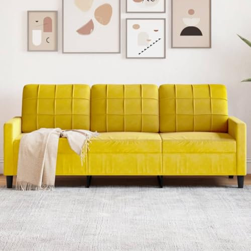 Willood 3-Sitzer-Sofa Polstersofa für Wohnzimmer, Couch Loungesofa Metallgestell, Dreisitzer Samtsofa Sitzmöbel, Modern Gelb 180 cm Samt
