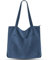 Prite Grand sac fourre-tout en velours côtelé pour femme avec fermeture éclair et poches pour l'école, le travail, les voyages, le shopping, bleu, 17.7 x 15.3 x 4.3 inches